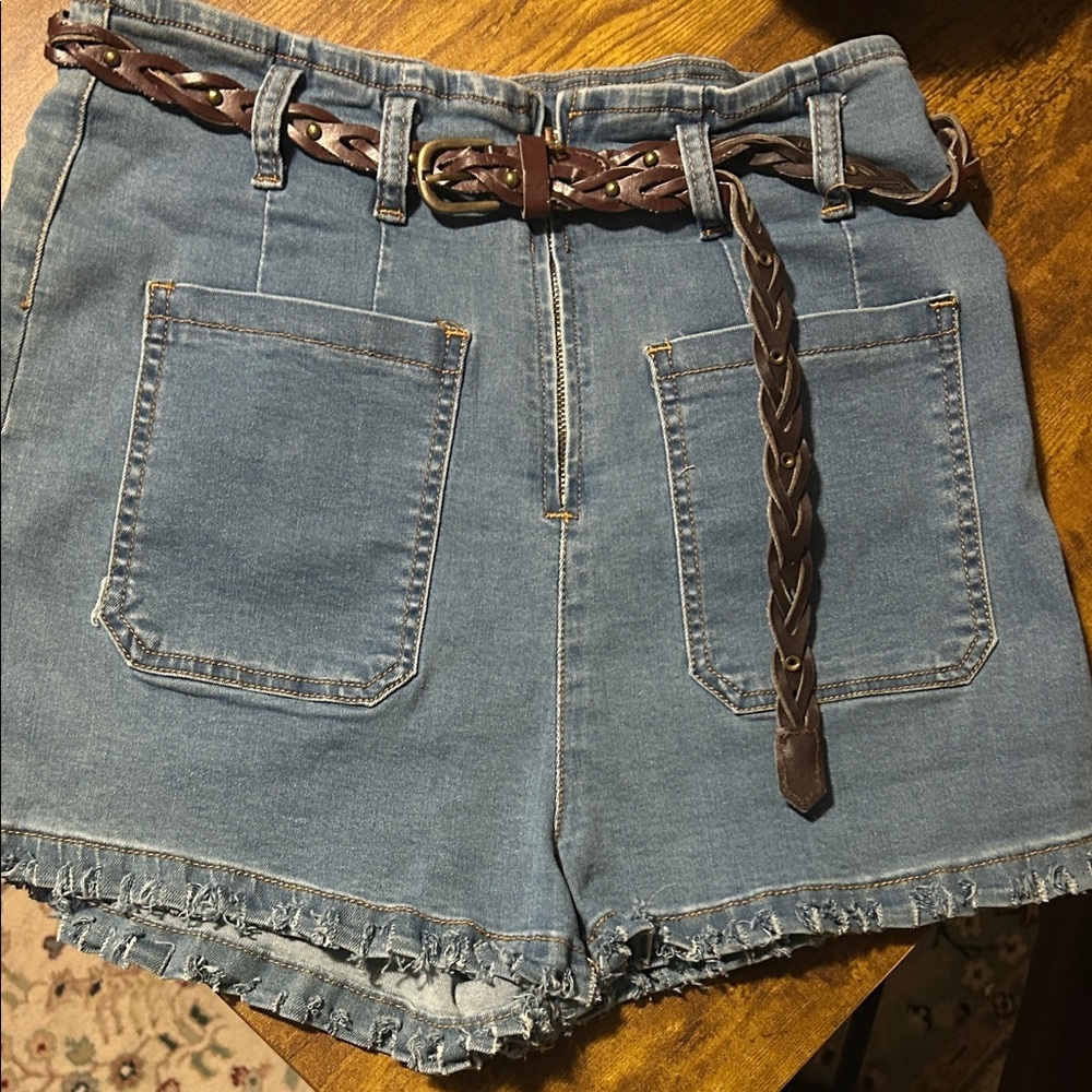 POL Denim Women's Shorts with Braided Belt Size Small NWT Summer festival